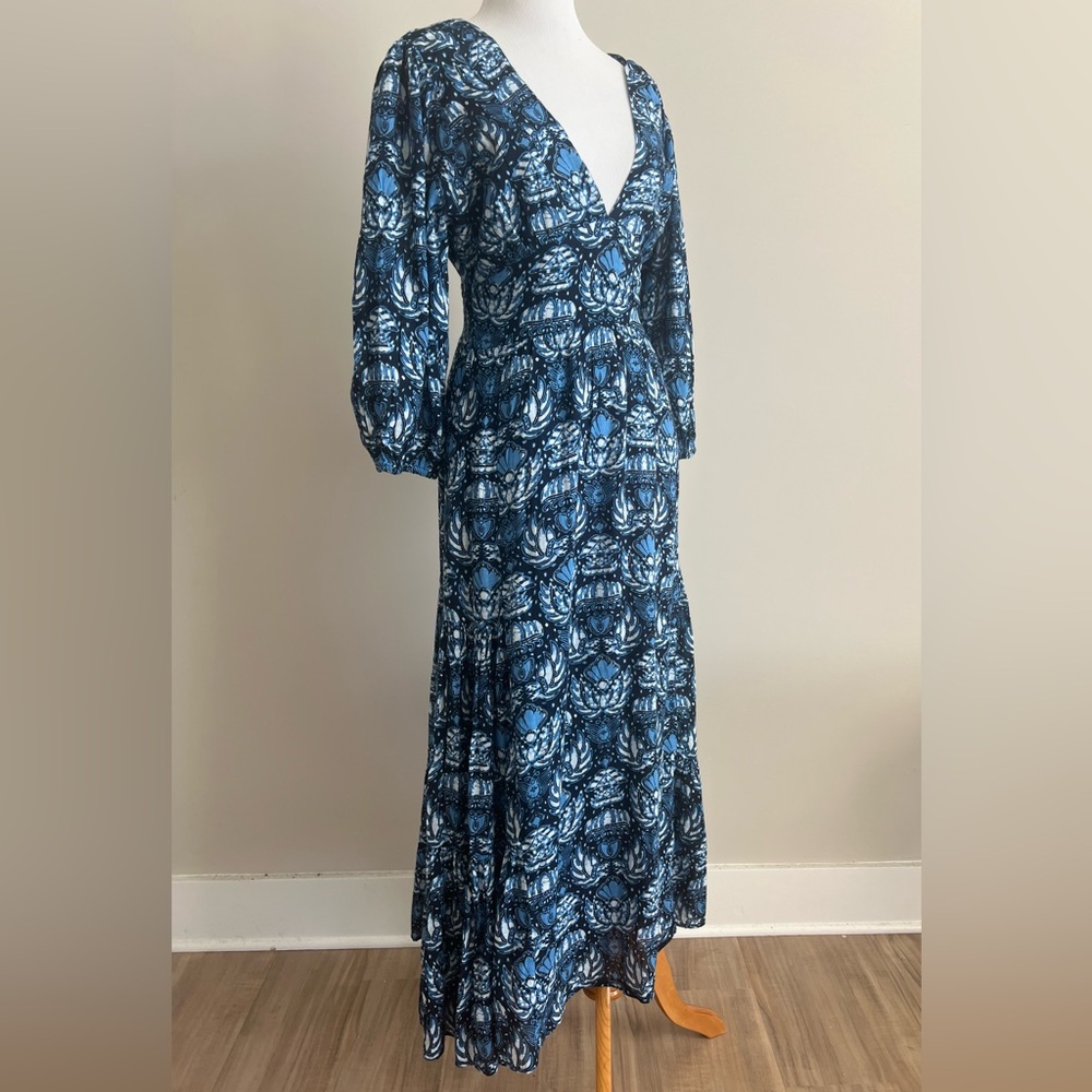 New Caroline Constas Blue long Smocked tent Dress in small